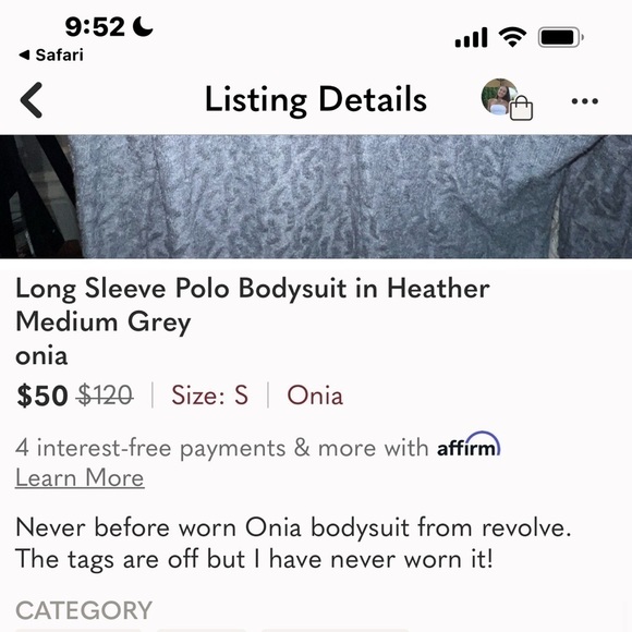 ONIA Gray Polo Long Sleeve Bodysuit Size M - Picture 6 of 16